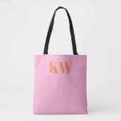 Moderne roze Oranje monogram Initialen op maat Tote Bag (Voorkant)