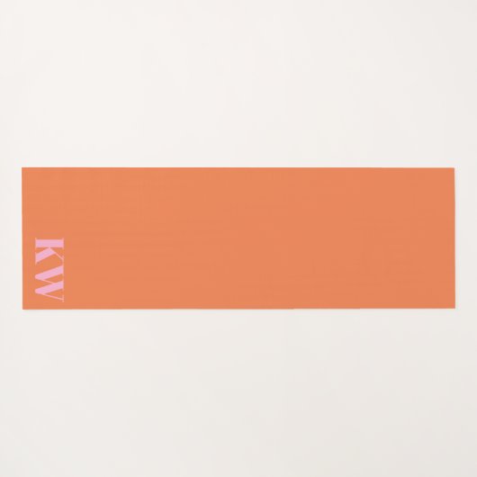 Moderne roze Oranje monogram Initialen op maat Yogamat (Achterkant (horizontaal))