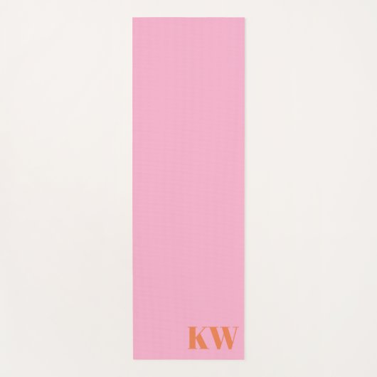 Moderne roze Oranje monogram Initialen op maat Yogamat (Voorkant)