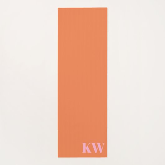 Moderne roze Oranje monogram Initialen op maat Yogamat (Achterkant)