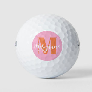 Moderne Roze Oranje Opvallende Initiële Gepersonal Golfballen