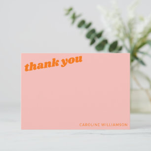 Moderne Roze Oranje Retro Afstudeer Geschenk Perso Bedankkaart