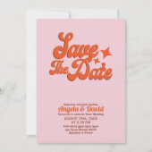 Moderne roze oranje retro Wedding Kaart (Voorkant)