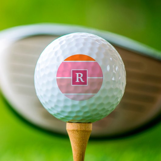 Moderne roze Oranje strips op maat van Monogram Golfballen