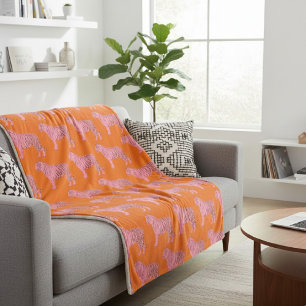 Moderne Roze Oranje Tijger Patroon Persoonlijke Na Sherpa Deken
