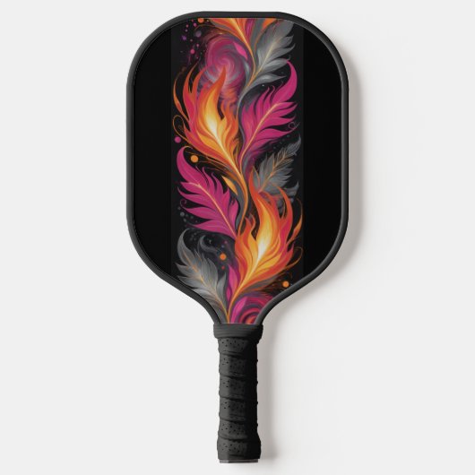 Moderne Roze Oranje Vuur Vlammen Monogram Pickleball Paddle (Voorkant)