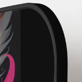 Moderne Roze Oranje Vuur Vlammen Monogram Pickleball Paddle (Links Detail)