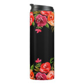 Moderne roze Oranje Waterverf Floral Thermosbeker (Geroteerd rechts)