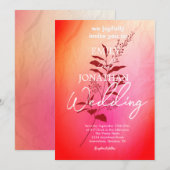 Moderne roze oranje waterverf typografie kaart (Voorkant / Achterkant)