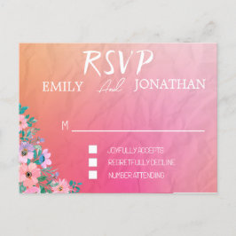 Moderne roze oranje waterverf typografie RSVP Uitnodiging Briefkaart