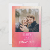 Moderne roze oranje waterverf typografie save the date (Achterkant)