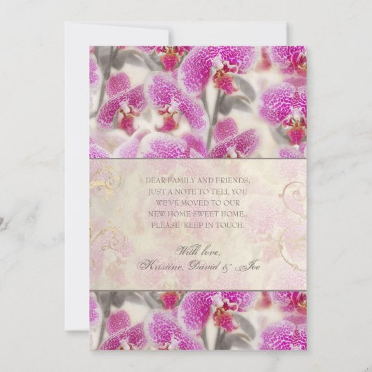 Moderne Roze Orchidee Bloemen Bewegen Aankondiging (Achterkant)