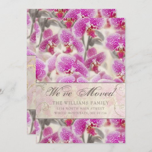 Moderne Roze Orchidee Bloemen Bewegen Aankondiging (Voorkant / Achterkant)