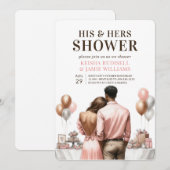 Moderne Roze Paar Douche Trouwdouche Kaart (Voorkant / Achterkant)