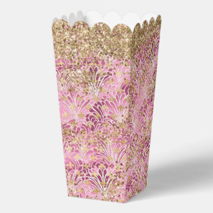 Moderne Roze Paarse Abstracte Bloem Goud Glitter Bedankdoosjes