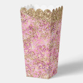 Moderne Roze Paarse Abstracte Bloemige Goud Glitte Bedankdoosjes (Achterkant)