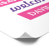 Moderne Roze Paarse Baby Meisje Foto Geboorte Stat Poster (Hoek)