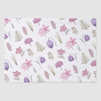 Moderne Roze Paarse Bloemachtige Baby Shower Verja Tissuepapier