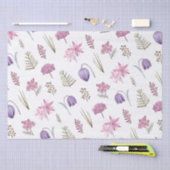 Moderne Roze Paarse Bloemige Baby Shower Verjaarda Tissuepapier (Craft)