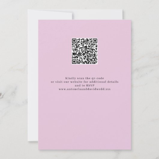 Moderne Roze Paarse Bloemige Bloesem QR Code Huwel Kaart (Achterkant)