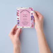 Moderne Roze Paarse Bloemige Trouwprogramma Flyer (Hand)