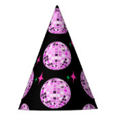 Moderne roze Paarse Disco Ball Black Feesthoedjes (Voorkant)