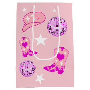 Moderne roze Paarse Disco Ball Cowgirl Pet Boots Medium Cadeauzakje