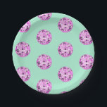 Moderne roze Paarse Disco Ball Patroonpasta Mint Papieren Bordje<br><div class="desc">Dans,  dans! Evergreen disco spiegelbal ontwerp voor elke danskoningin. Disco ball illustratie roze esthetische home decor,  partijproducten en geschenken.</div>