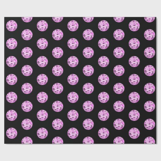 Moderne roze Paarse Disco Ball Pattern Black Cadeaupapier (Vlak)