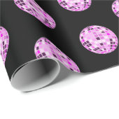 Moderne roze Paarse Disco Ball Pattern Black Cadeaupapier (Rol Hoek)
