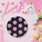 Moderne roze Paarse Disco Ball Pattern Black Papieren Bordje (Feest)