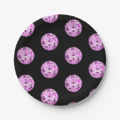 Moderne roze Paarse Disco Ball Pattern Black Papieren Bordje (Voorkant)