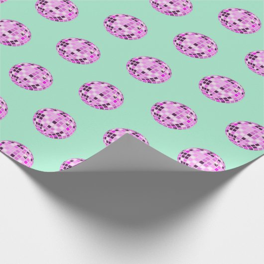 Moderne roze Paarse Disco Ball Pattern Magic Mint Cadeaupapier (Hoek)