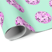 Moderne roze Paarse Disco Ball Pattern Magic Mint Cadeaupapier (Rol Hoek)