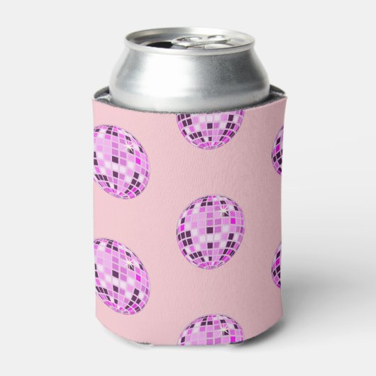Moderne roze Paarse Disco Ball Pattern Pastel Roze Blikjeskoeler (Blikje Voorkant)
