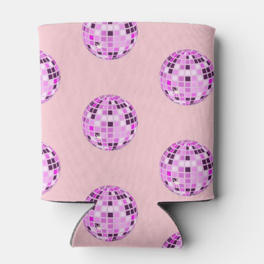 Moderne roze Paarse Disco Ball Pattern Pastel Roze Blikjeskoeler (Achterkant)