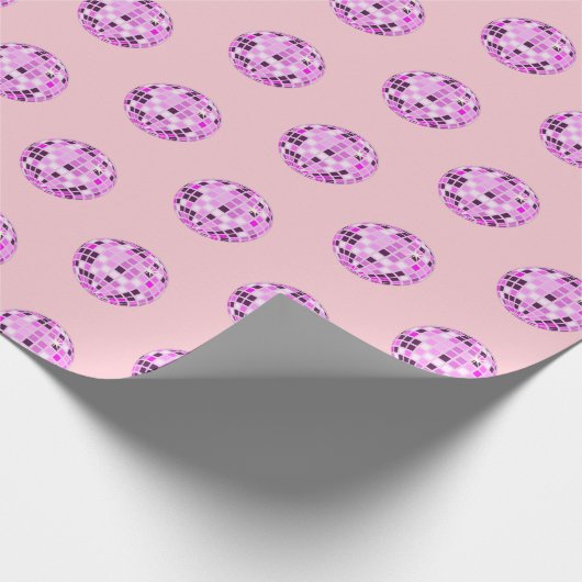 Moderne roze Paarse Disco Ball Pattern Pastel Roze Cadeaupapier (Hoek)