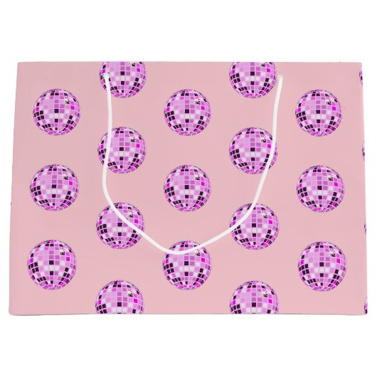 Moderne roze Paarse Disco Ball Pattern Pastel Roze Groot Cadeauzakje (Voorkant)