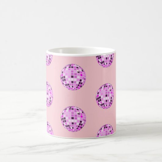 Moderne roze Paarse Disco Ball Pattern Pastel Roze Koffiemok (Center)