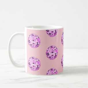 Moderne roze Paarse Disco Ball Pattern Pastel Roze Koffiemok