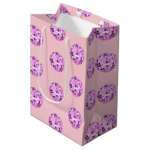Moderne roze Paarse Disco Ball Pattern Pastel Roze Medium Cadeauzakje