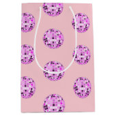 Moderne roze Paarse Disco Ball Pattern Pastel Roze Medium Cadeauzakje (Voorkant)