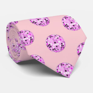 Moderne roze Paarse Disco Ball Pattern Pastel Roze Stropdas