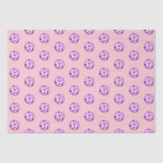 Moderne roze Paarse Disco Ball Pattern Pastel Roze Tissuepapier (Voorkant)