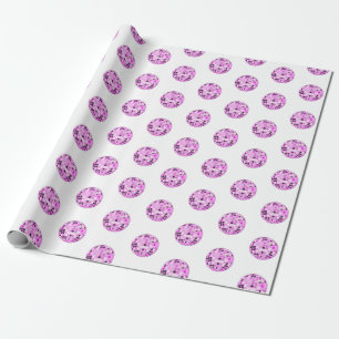 Moderne roze Paarse Disco Ball Pattern White Cadeaupapier