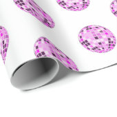 Moderne roze Paarse Disco Ball Pattern White Cadeaupapier (Rol Hoek)