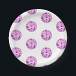 Moderne roze Paarse Disco Ball Pattern White Papieren Bordje<br><div class="desc">Dans,  dans! Evergreen disco spiegelbal ontwerp voor elke danskoningin. Disco ball illustratie roze esthetische home decor,  partijproducten en geschenken.</div>