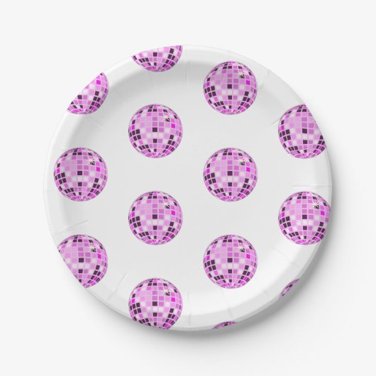 Moderne roze Paarse Disco Ball Pattern White Papieren Bordje (Voorkant)