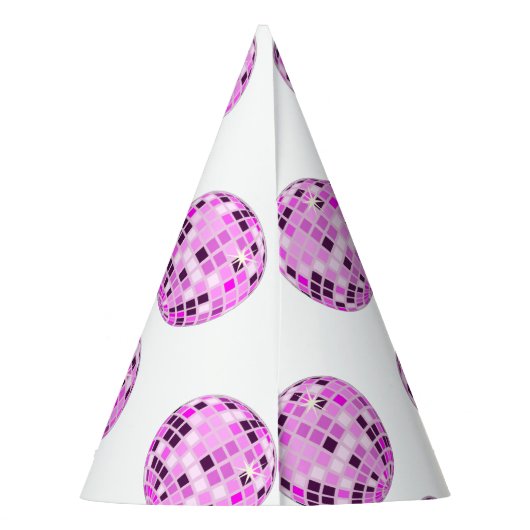 Moderne roze Paarse Disco Ball Tekening White Feesthoedjes (Achterkant)