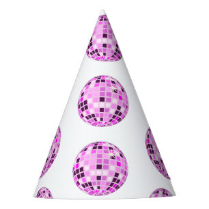 Moderne roze Paarse Disco Ball Tekening White Feesthoedjes